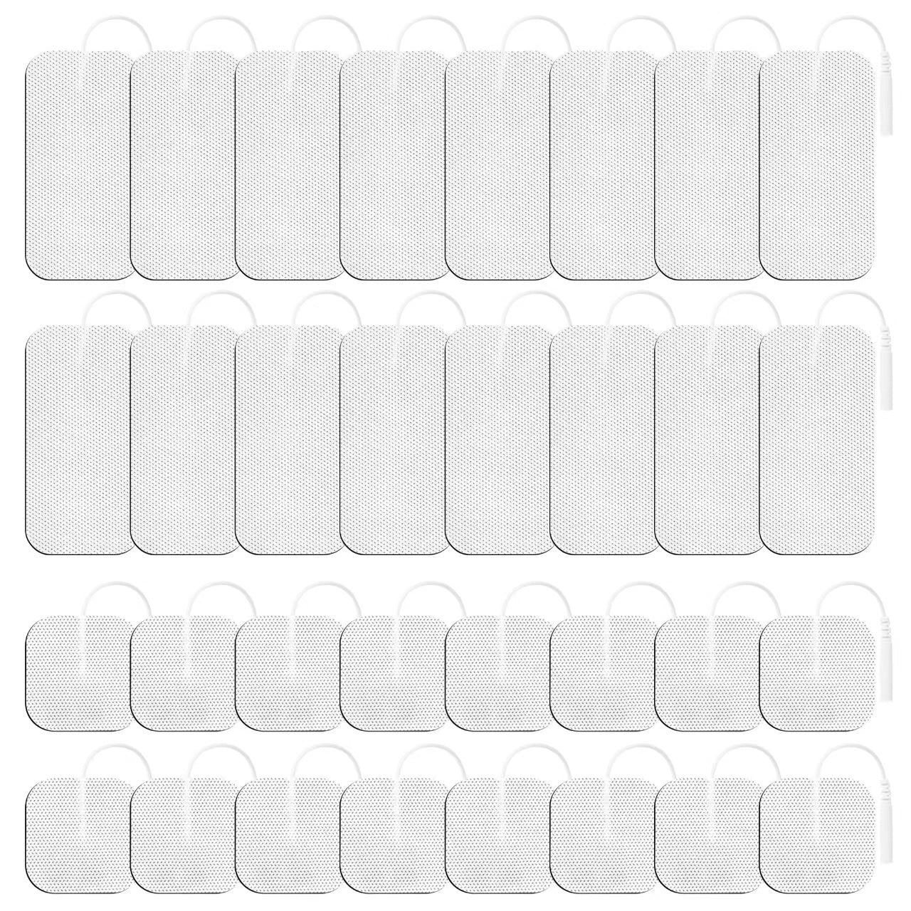 LYINIE TENS Unit Pads 32Pcs  with Upgraded Self-Stick Performance for Muscle Stimulator Electrotherapy (2"x2" 16pcs, 2"x4" 16pcs)