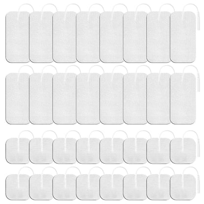 LYINIE TENS Unit Pads 32Pcs  with Upgraded Self-Stick Performance for Muscle Stimulator Electrotherapy (2"x2" 16pcs, 2"x4" 16pcs)